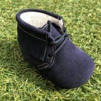 PI-101573 Navy Suede Lace up Pram Boot with Fringe